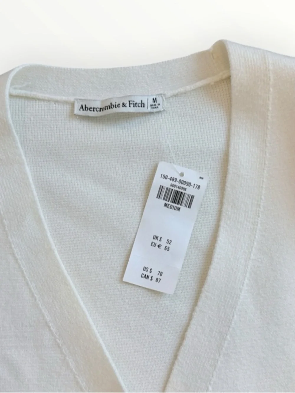 Abercrombie & Fitch Cream Button Front Cardigan NWT Size M